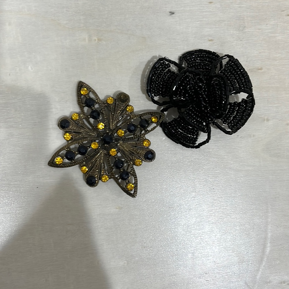 Beaded and Jeweled Flower Pins